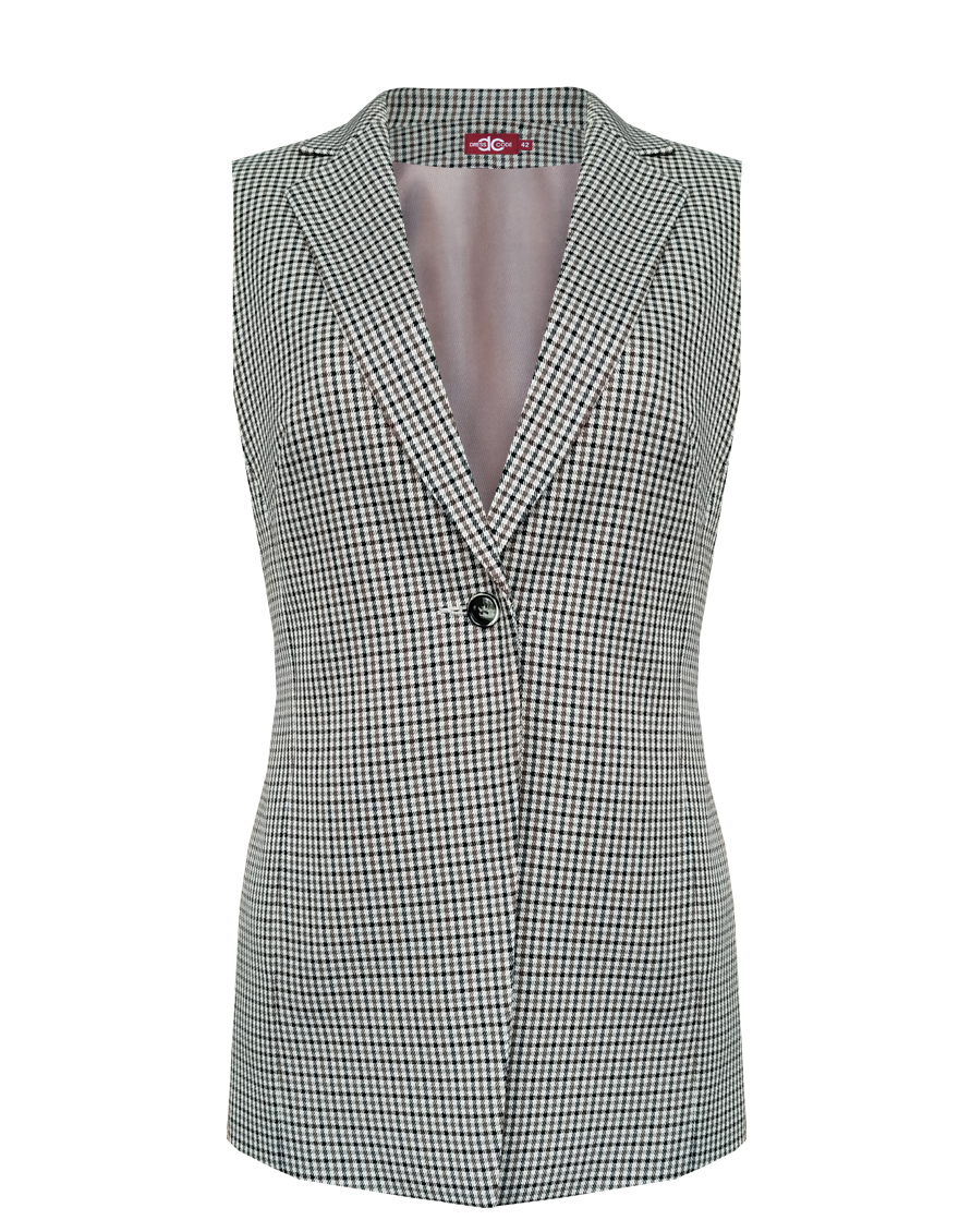 Жилет в клетку удлиненный на подкладке