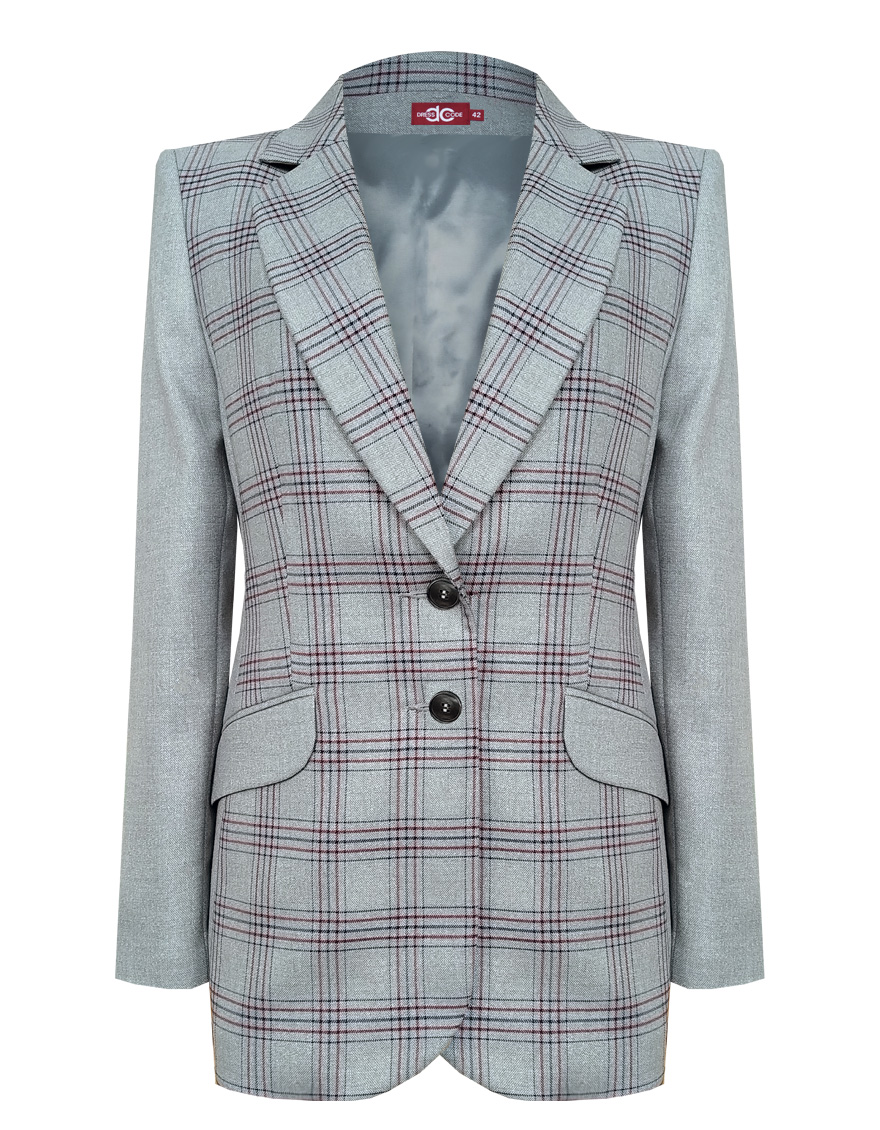 Пиджак удлиненный из двух видов ткани