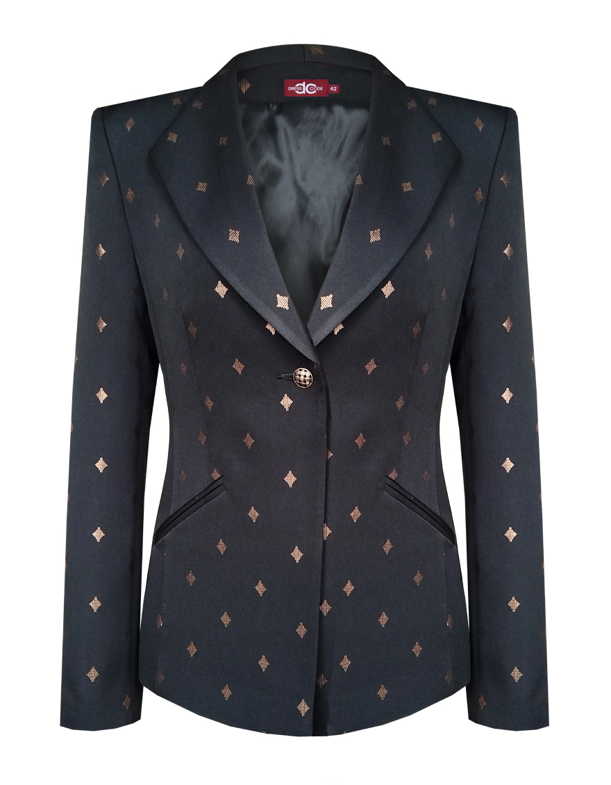 Пиджак с золотыми ромбами и оригинальным воротником