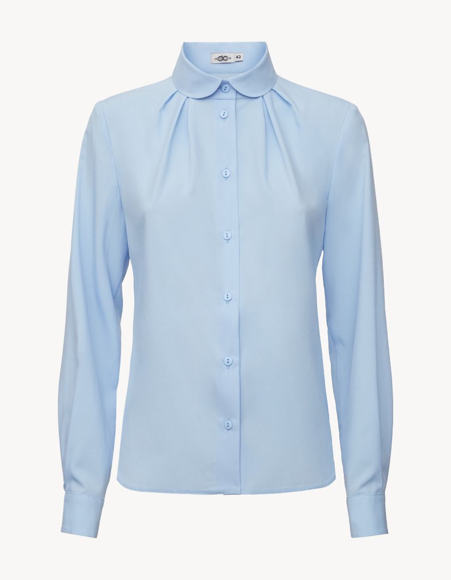 Блуза голубая с длинным рукавом