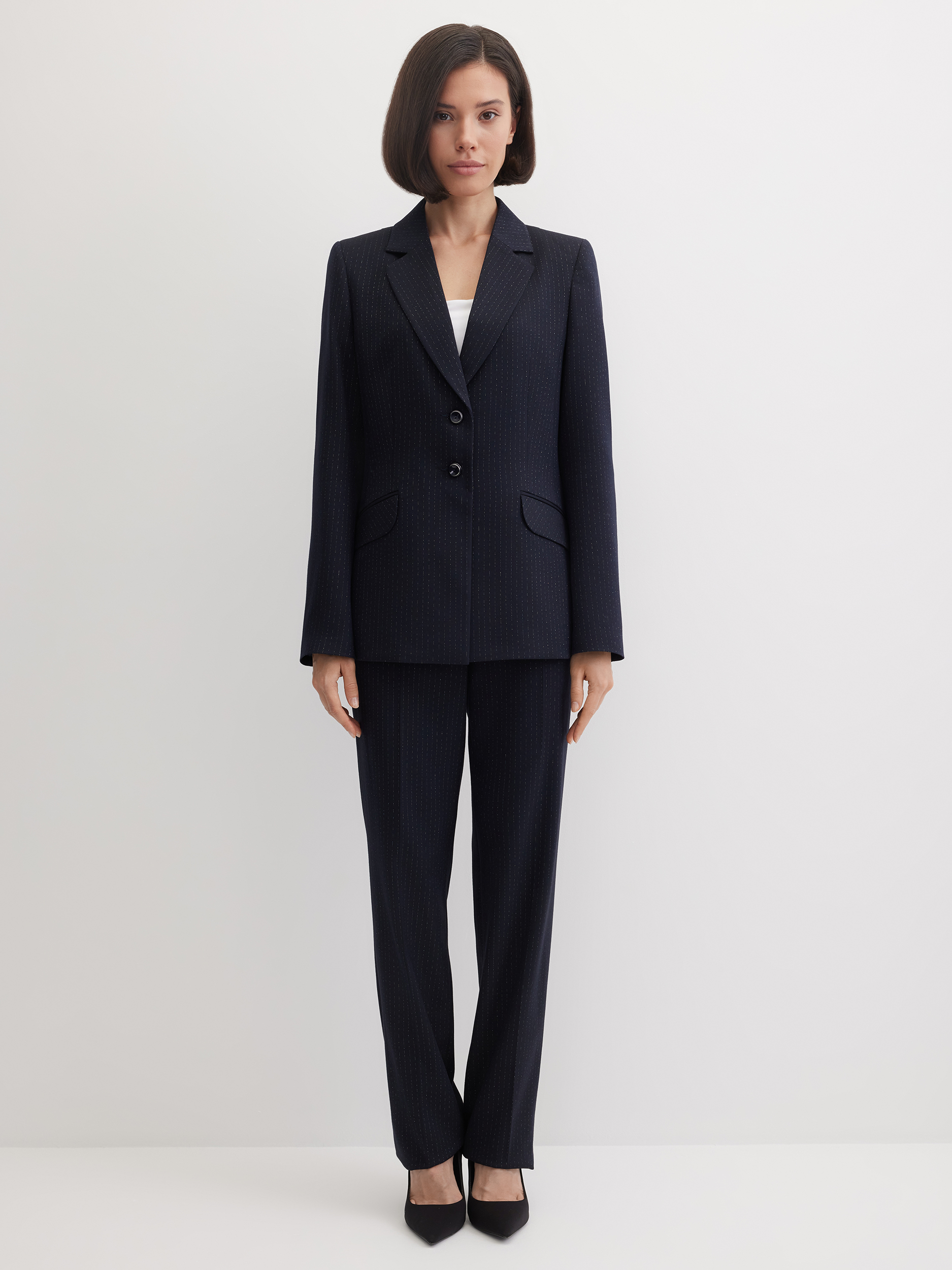 Брюки на резинке  удлиненные в мерцающую полоску