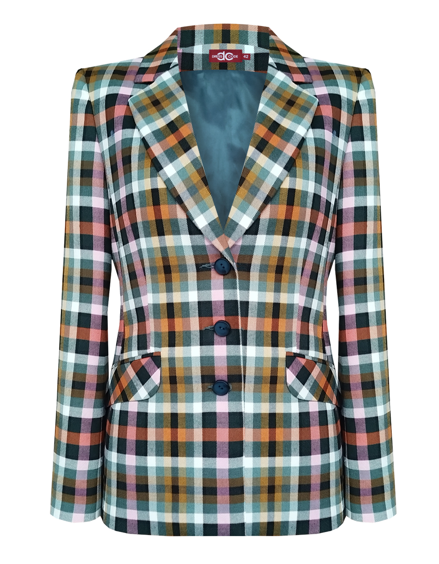 Пиджак с трендовым принтом в  клетку