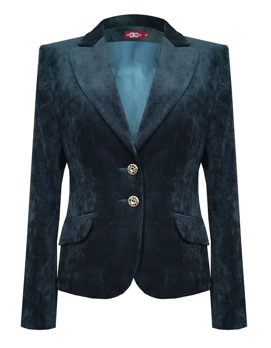 Пиджак зеленый из микровельвета в рубчик