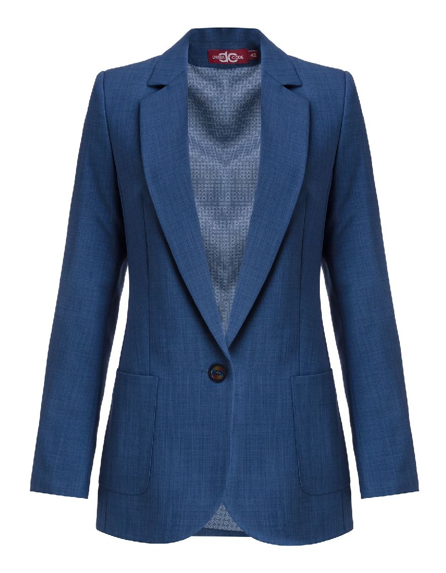Жакет-пиджак синий удлиненный
