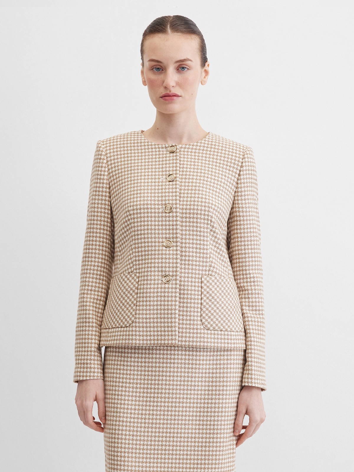 Жакет без воротника с принтом