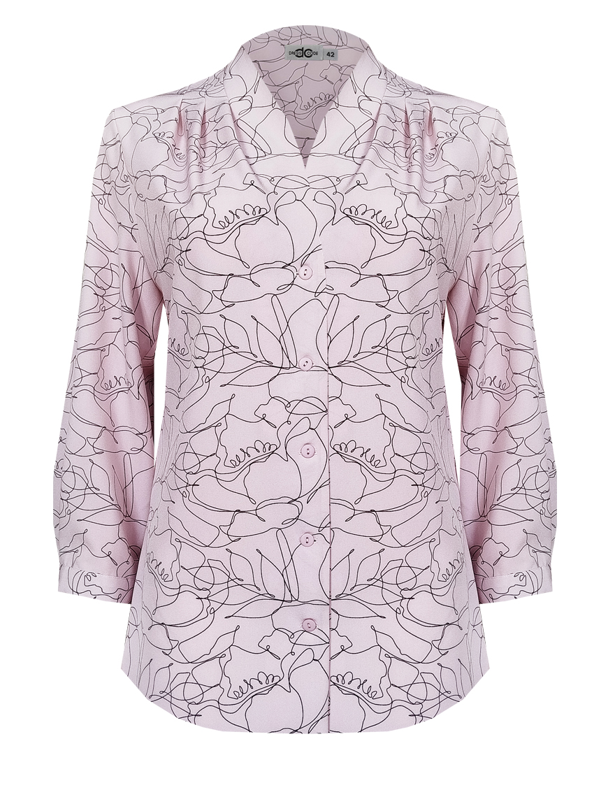 Блузка с мягкими  складками и абстрактным принтом