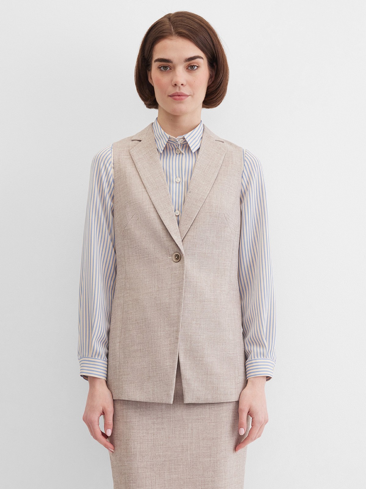 Жилет меланжевый удлиненный на подкладке