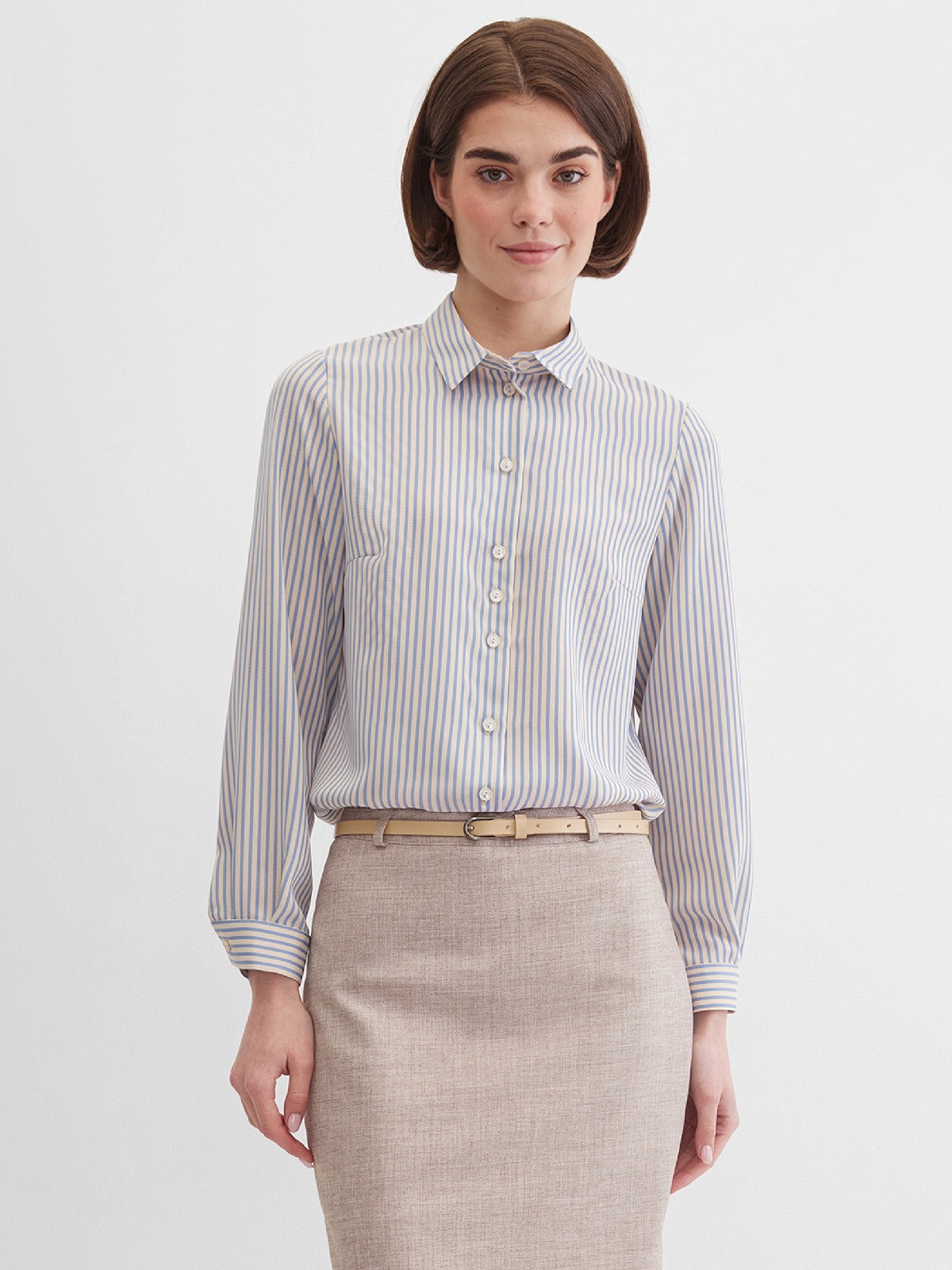 Полосатая блузка из хлопковой ткани