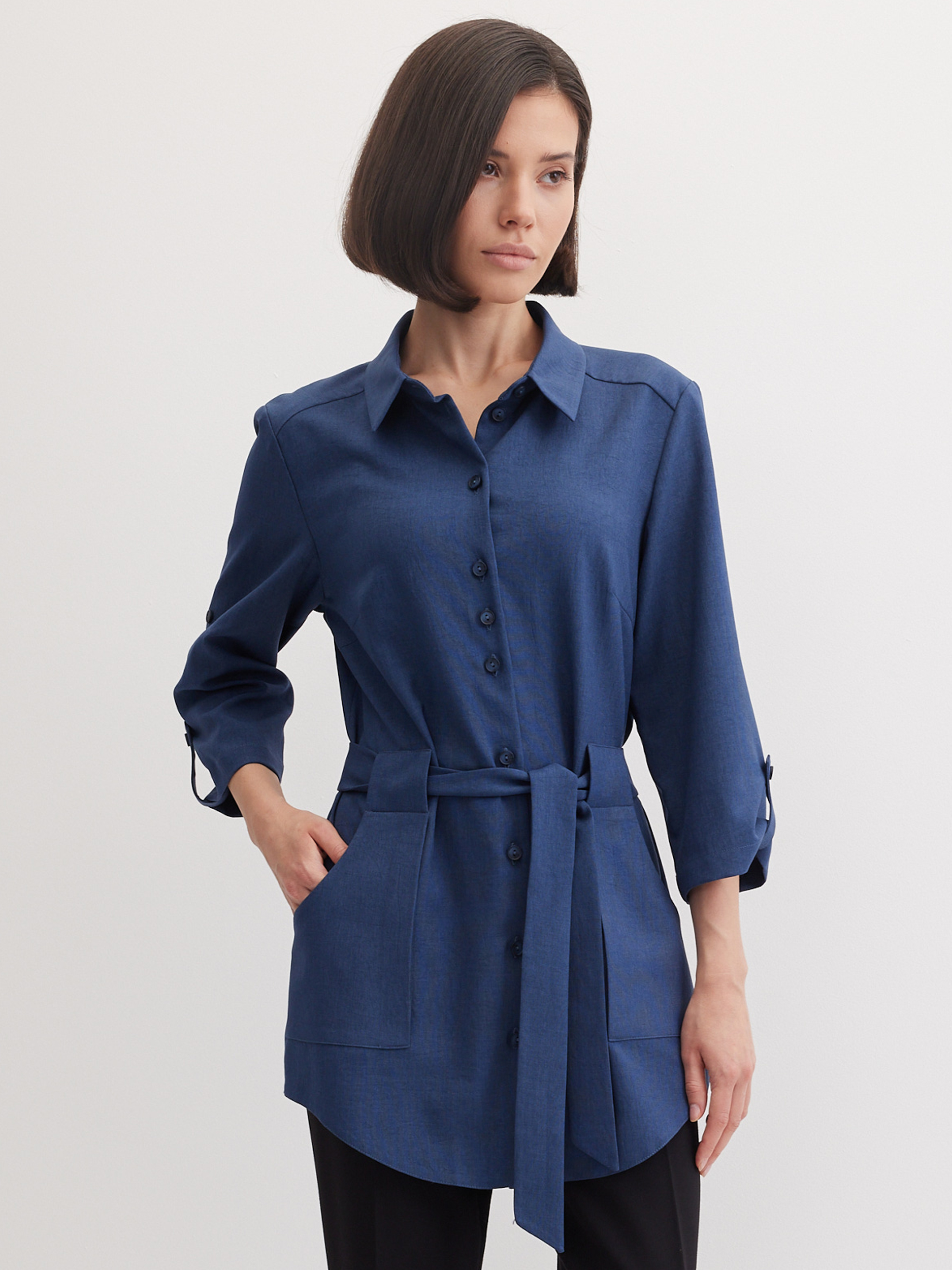 Блузка удлиненная с поясом