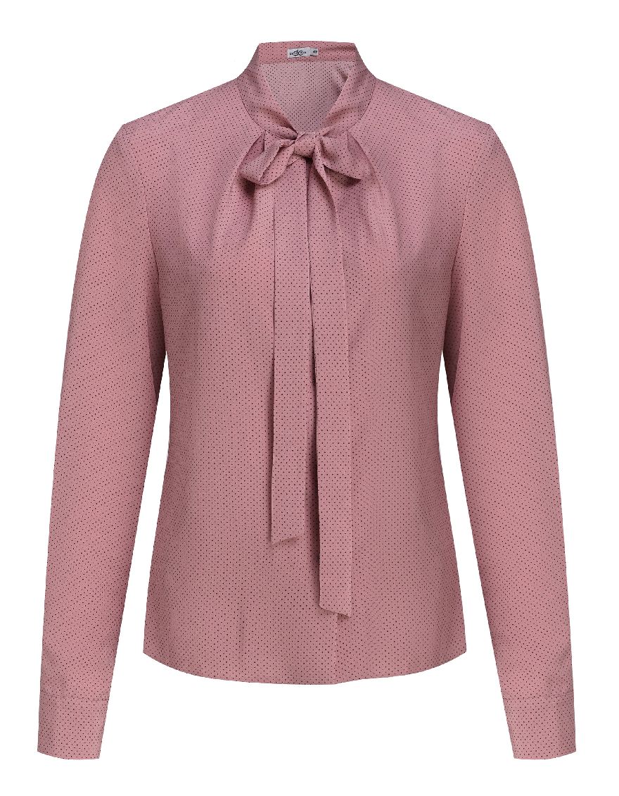 Блуза темно розовая в мелкий горох с длинным рукавом