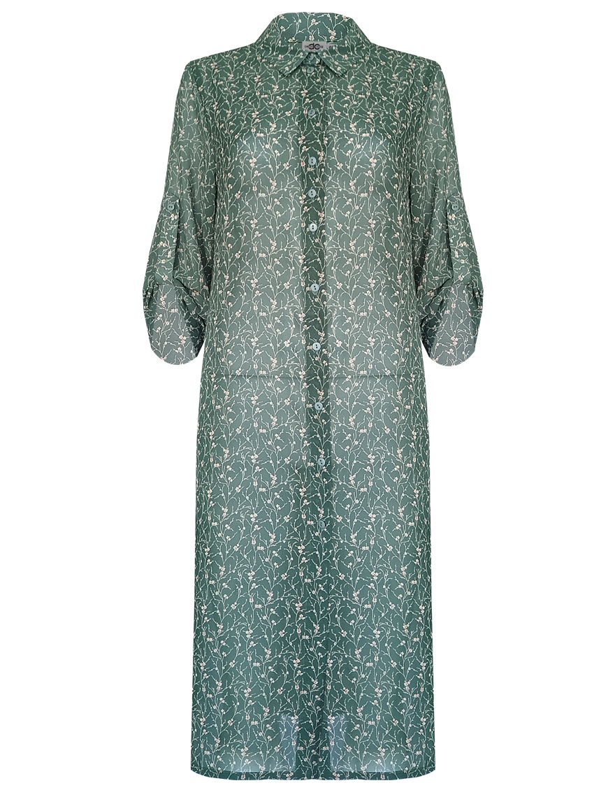 Блузка-туника длинная из шифоновой ткани с принтом