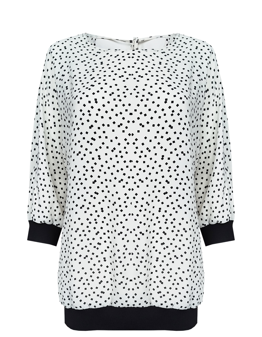 Блузка свободная с цельнокроеным рукавом и трикотажными манжетами