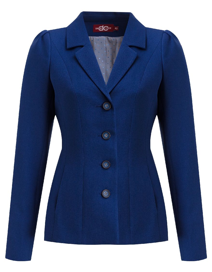 Жакет-пиджак синий классической длины