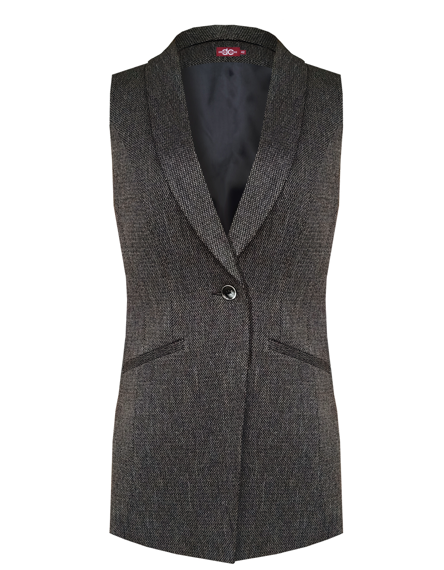 Жилет с твидовым эффектом удлиненный без рукавов