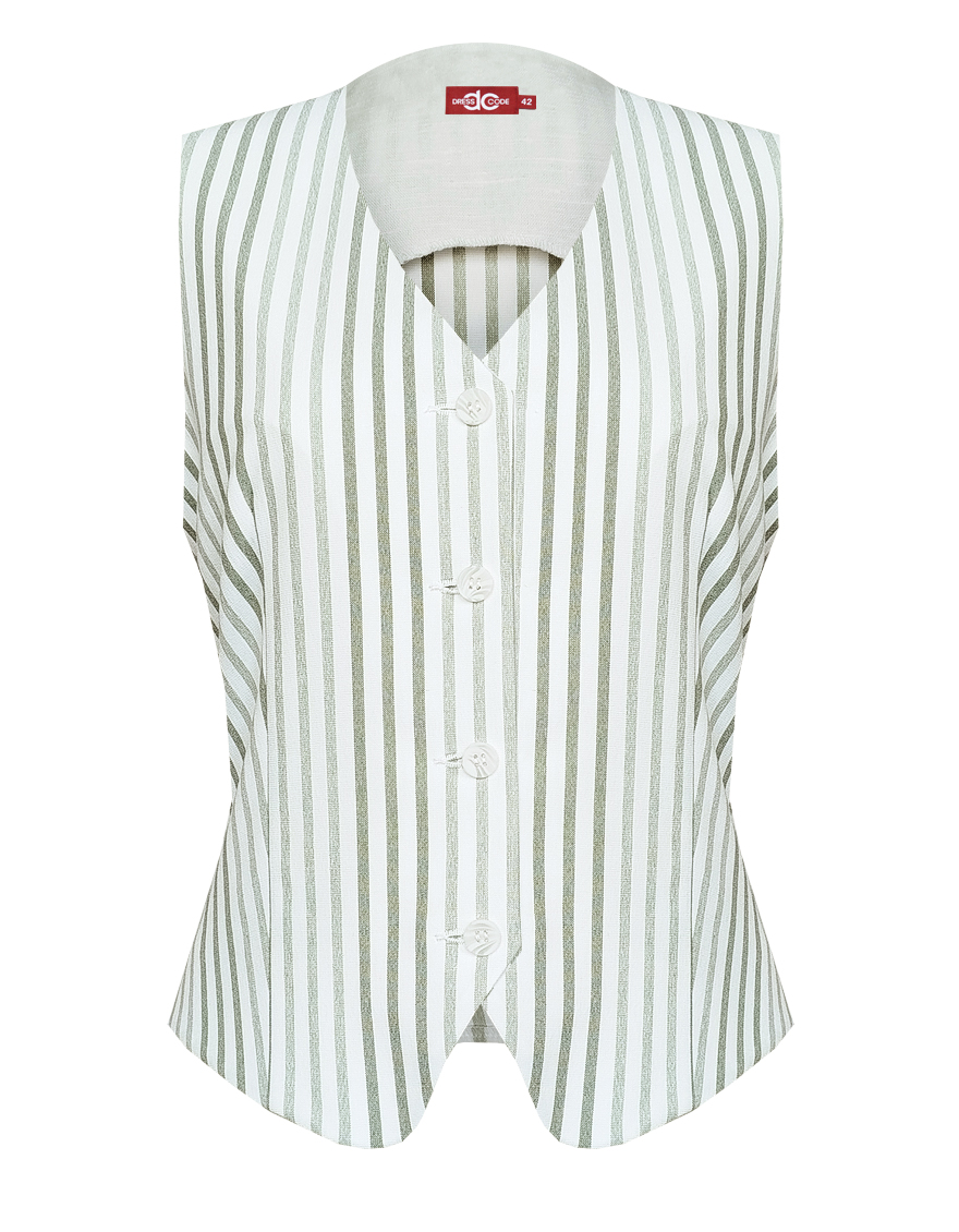 Жилет костюмный в полоску без  подкладки