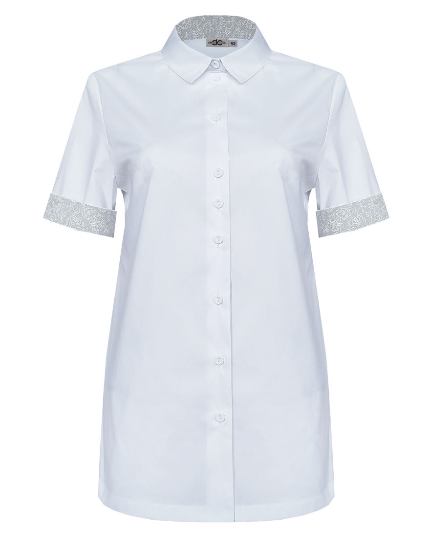 Блузка-сорочка свободная с отделкой и короткими втачными рукавами